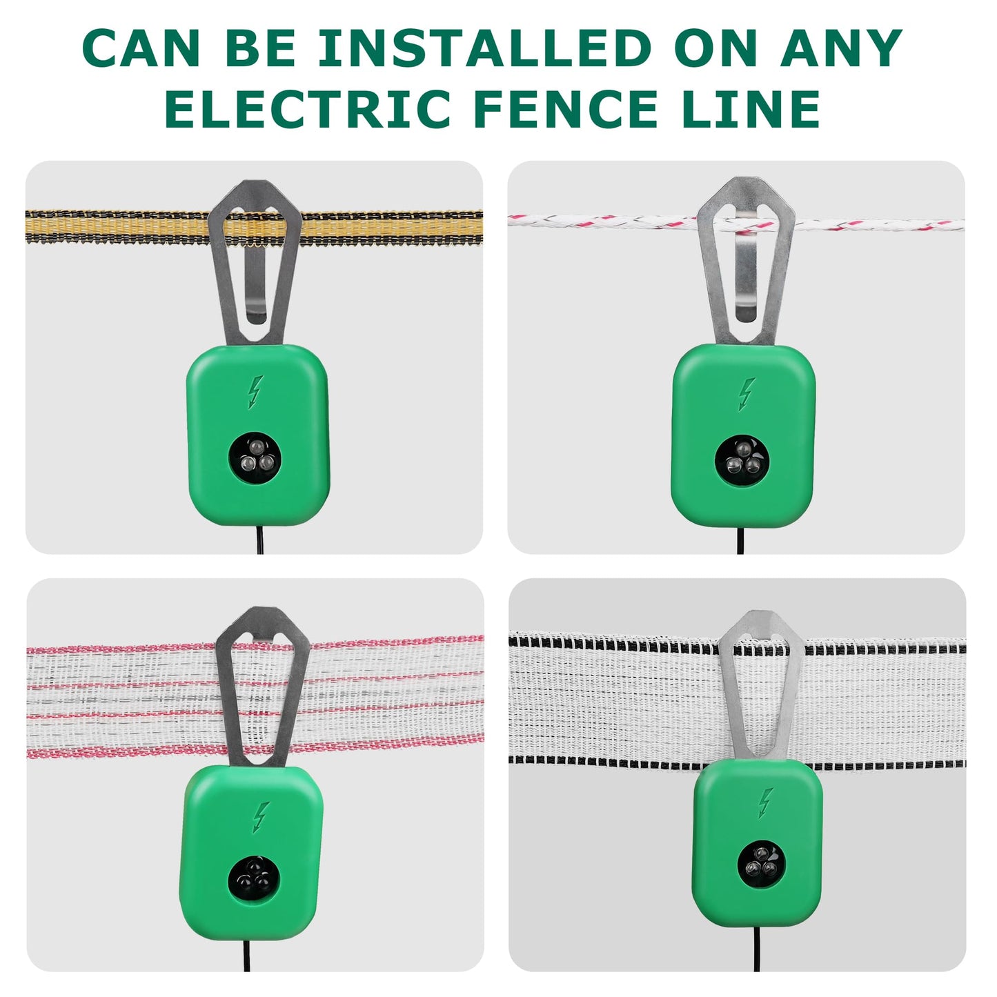 Electric Fence Tester with LED Indicator Lights - 300V to 10kV Range | Detects Energizer Pulses | Clips to Wire or Tape Fences