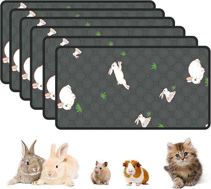 2-Pack Guinea Pig Cage Liner, 16in x 30in Fast Absorption Washable Bedding Pee Pads for Dogs Puppy Rabbit Small Animal Cage Mat, Leakproof & Non-Slip