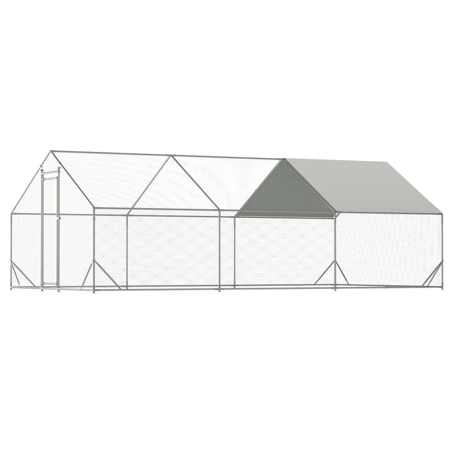 Acosure Large Metal Chicken Coop Plastic-Dipped Hexagonal Galvanized Wire Net Cage,W/Removable Waterproof & Anti-Ultraviolet PE Cover,Duck Rabbit Sheep Outdoor House(10' L x 20' W x 6.56' H)