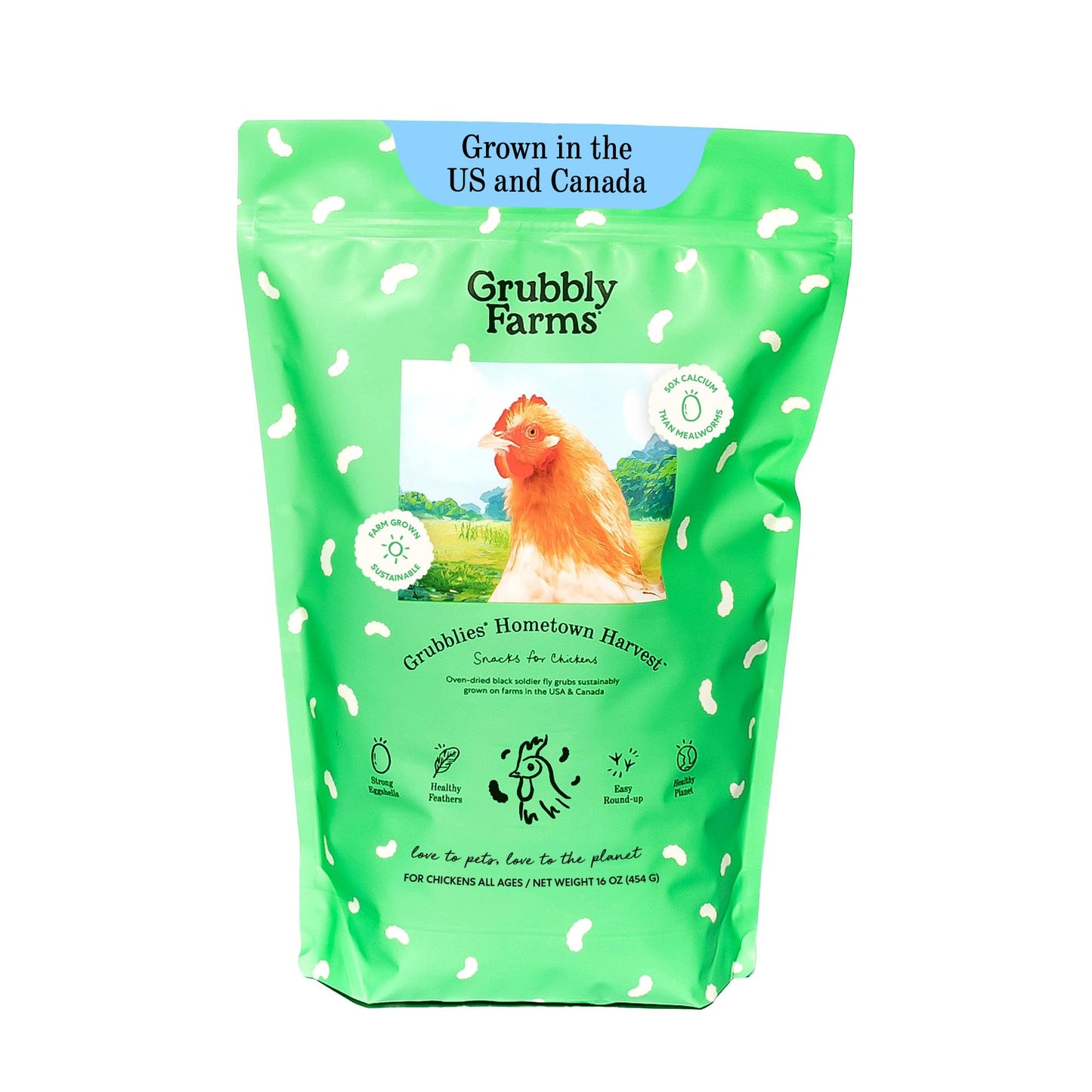 Grubblies - Black Soldier Fly Larvae for Chickens - Chicken Treats Grown in The US and Canada - for Strong Eggshells and Healthy Feathers - Grubblies Hometown Harvest 1LB