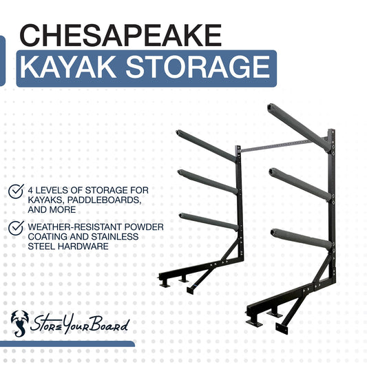StoreYourBoard Kayak Dock Storage Rack, Outdoor Over The Water Mount, Holds 400 lbs, Heavy-Duty Metal Stand