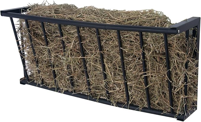 Wall Mount Hay Rack, 40'' Long Livestock Hay Feeder with 25 Gallon Capacity, Carbon Steel Hay Feeder for Sheep, Goats, Horses, Indoor Outdoor Uses