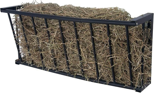 Wall Mount Hay Rack, 40'' Long Livestock Hay Feeder with 25 Gallon Capacity, Carbon Steel Hay Feeder for Sheep, Goats, Horses, Indoor Outdoor Uses