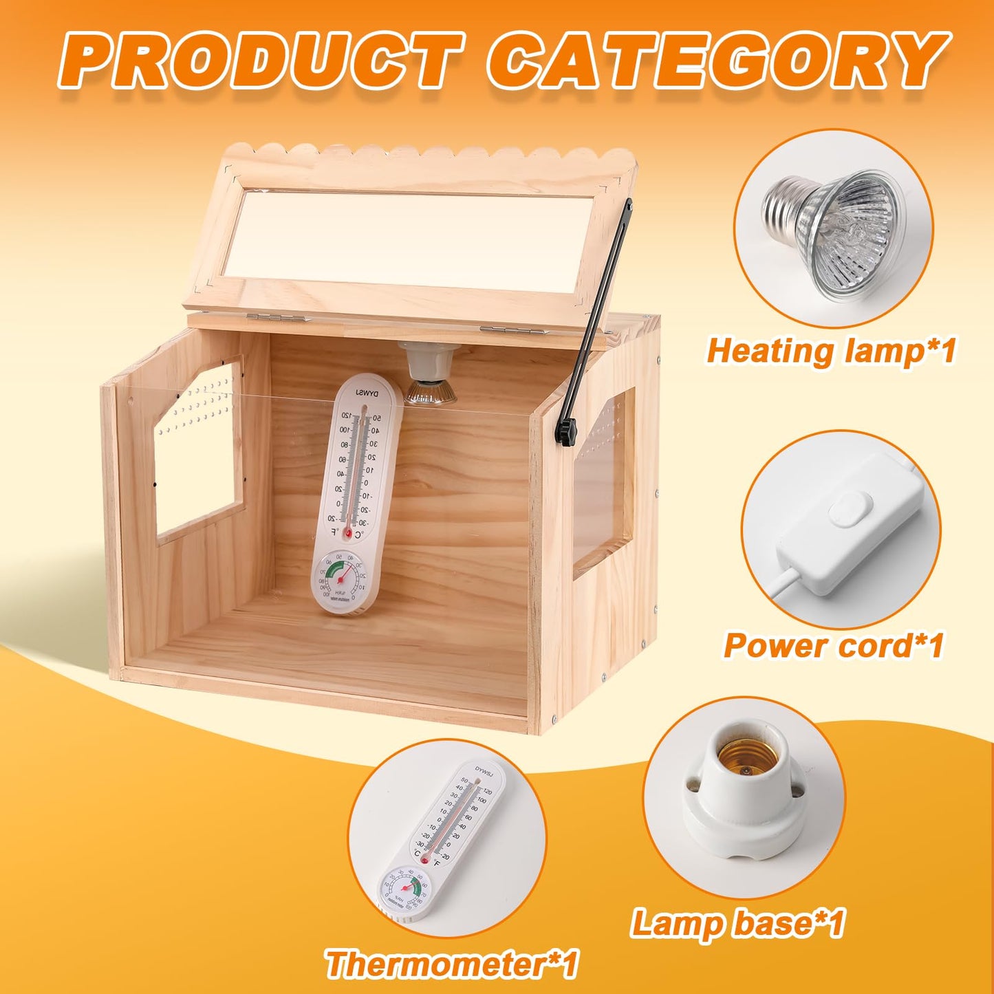 JOGEPEYO Chick Brooder Box, Brooder Box for Chicks, Pine,Quail Cage, Duck Brooder, Quail Cages, Ideal for Chicks, Ducks, Quails, Hamsters and Lizards,15.75'L x 11.8'W x 11.8'H