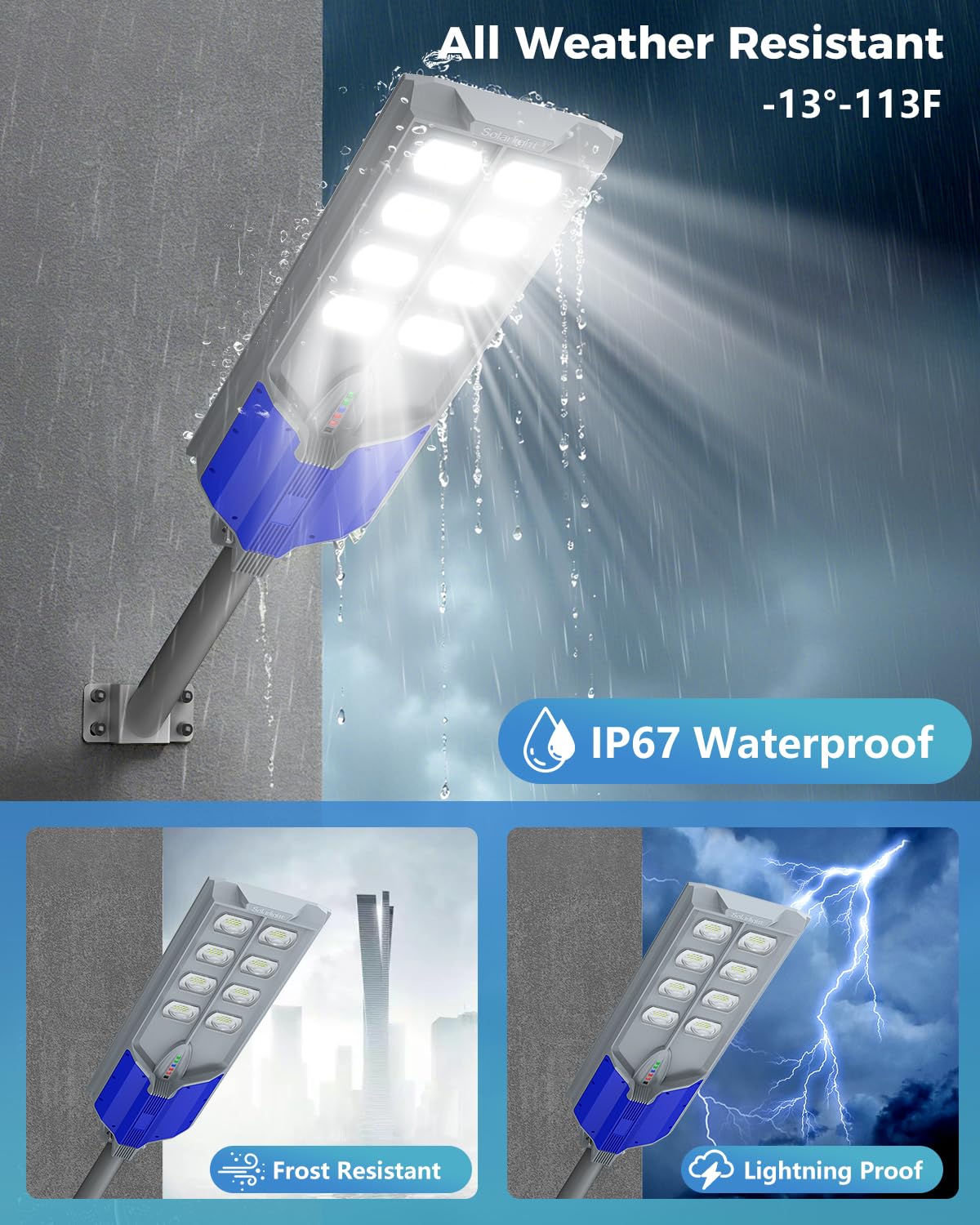 AIKVSXER S-10000W Solar Street Lights Outdoor, 6500K Commercial Dusk to Dawn Parking Lot Light, Waterproof IP67 Solar Security Flood Lights with Motion Sensor and Remote for Street,Road,Yard, 2 Pack