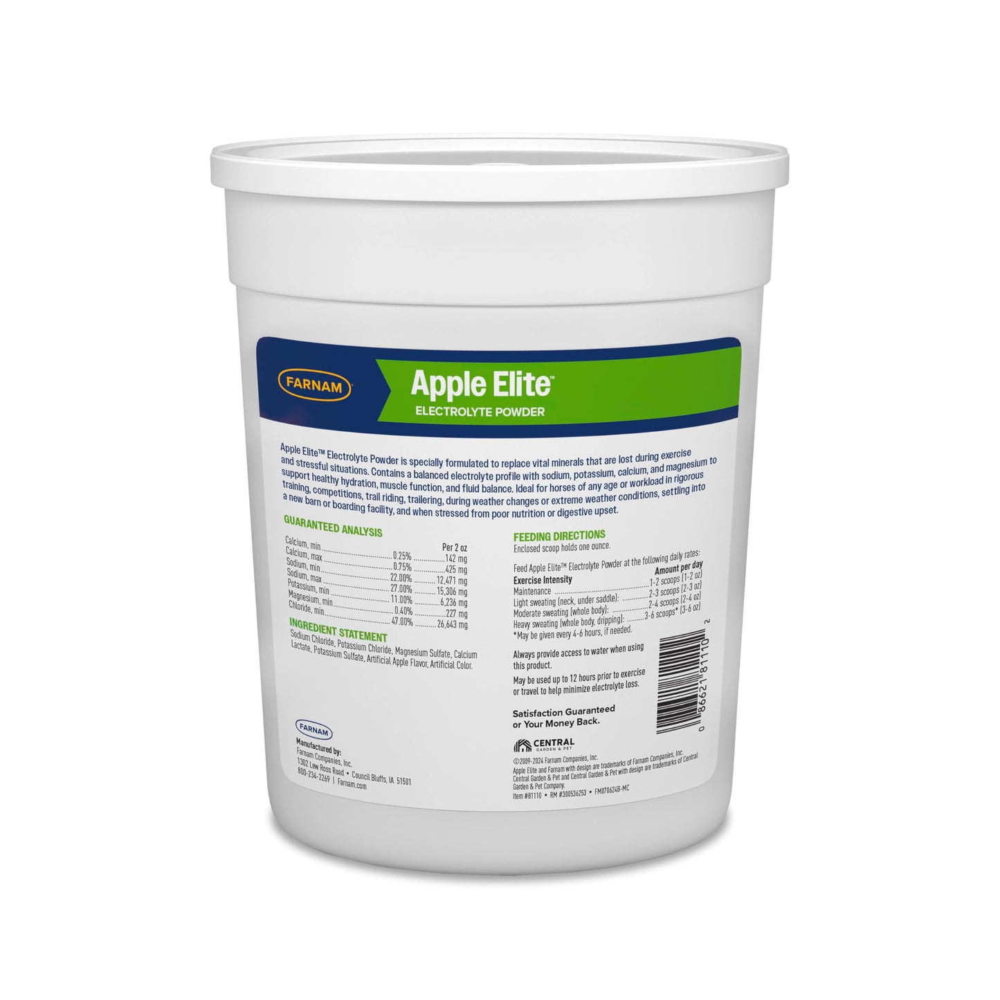 Farnam Apple Elite Electrolyte Powder Supplement for Horses, Replaces Vital Minerals, Encourages Hydration, No Added Sugar, 5 pounds