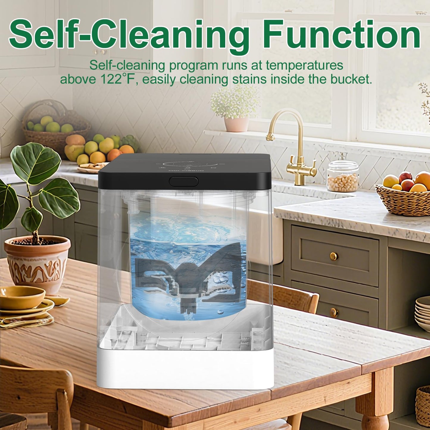 MOLINGDUN 3L Electric Composter for Kitchen, Countertop Compost bin, One Touch Smart Model Handle Kitchen Waste, with Triple Grinding Blade, Carbon Filter, Auto-Cleaning, LED Touch Screen