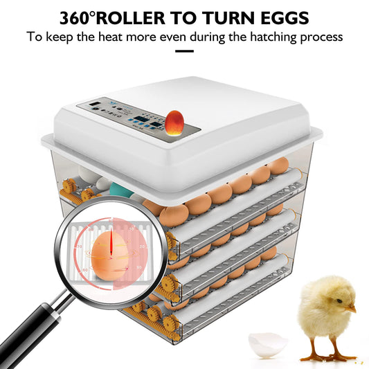 Egg Incubator,Egg Incubator with Automatic Egg Turning and Humidity Control,Poultry Hatcher for Chickens Ducks Birds (128 Eggs)
