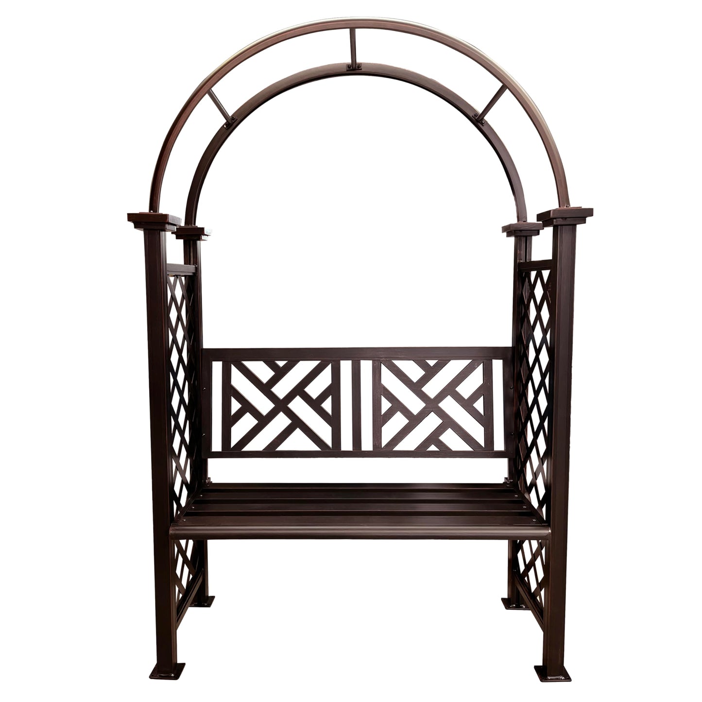 Bronze Aluminum Garden Arbor Arch with 2-Seater Bench