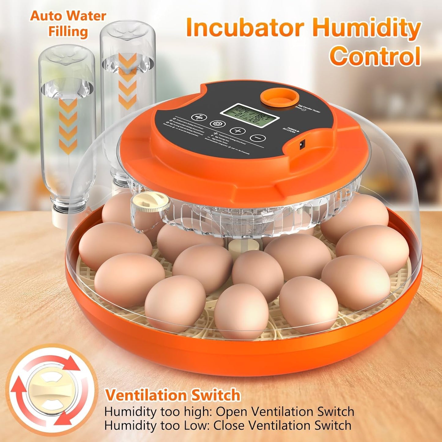 Egg Incubator with Automatic Egg Turning and Humidity Control, 18 Eggs Incubators for Hatching Eggs Chicken Quail Ducks Goose Parrot for Home Lab Farm Classroom