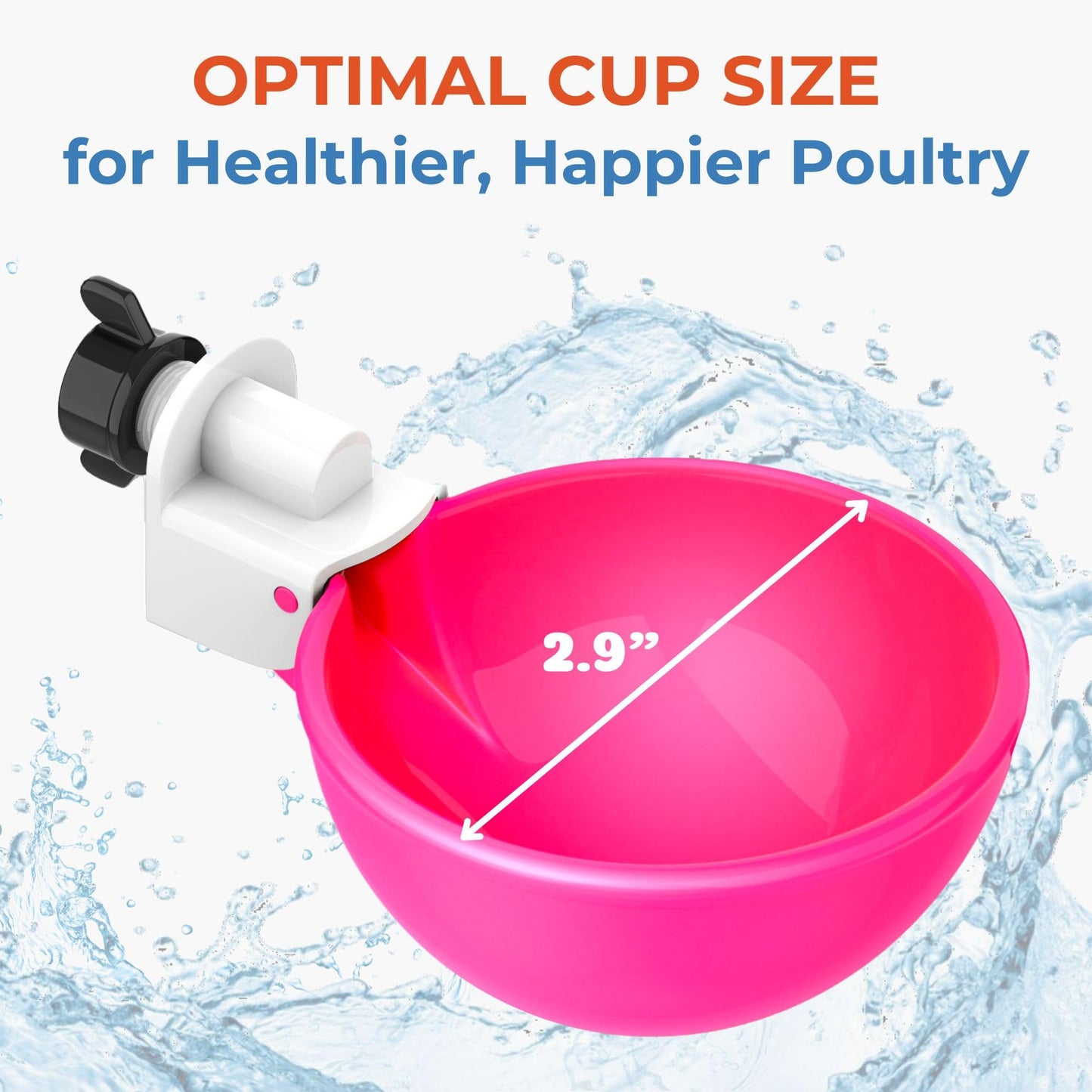 Lil'Clucker - Large Automatic Chicken Waterer Cups Suitable for Ducks, Geese, Turkeys, and Bunny Rabbit - Water Feeder Kit - Poultry Waterer (Pink, 5 Pack)