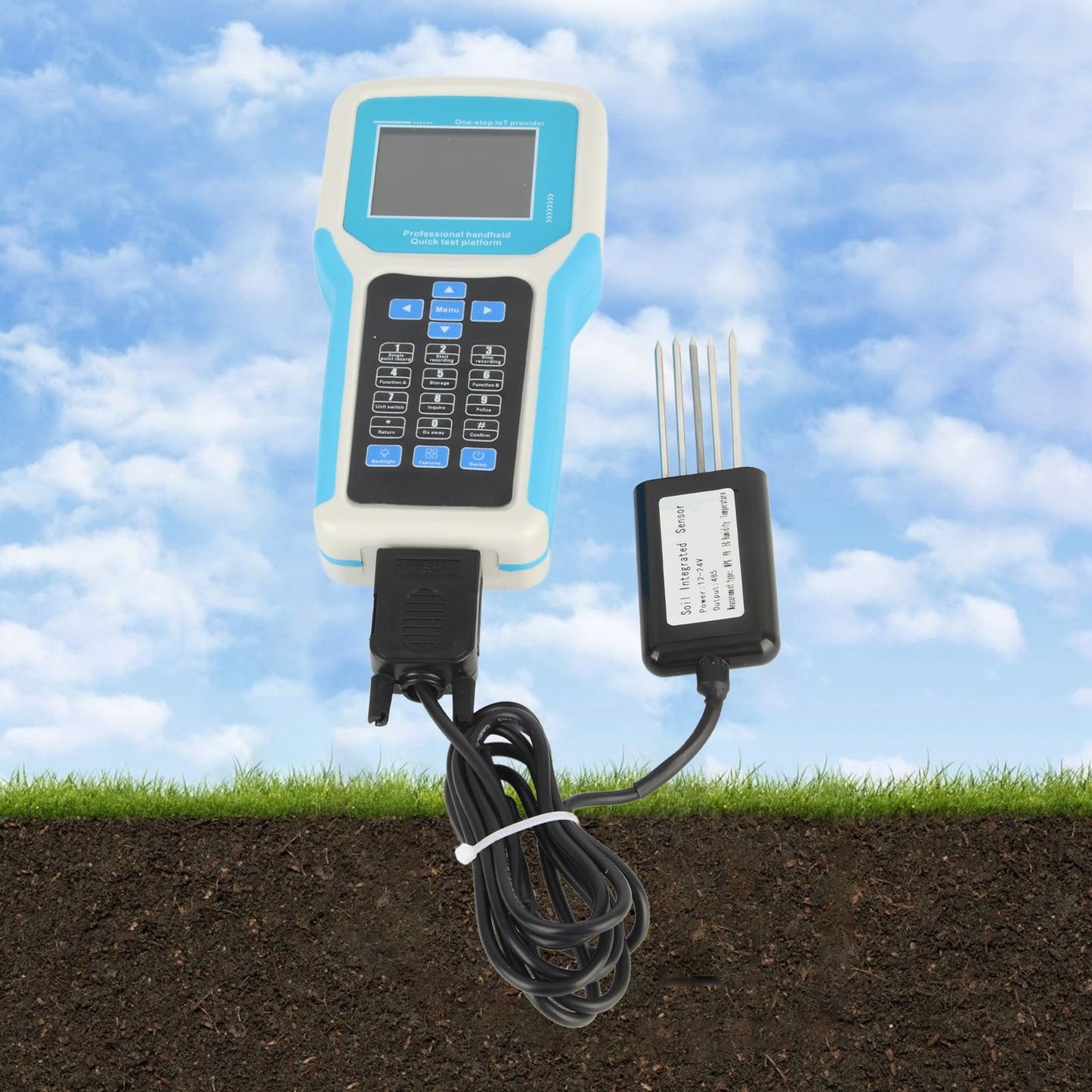 Soil Tester, 7-in-1 Soil pH Meter Kit with Moisture, Temperature, Conductivity, Nitrogen, Phosphorus and PH Test, LCD Display Soil Moisture Meter with Carry Box for Petrochemical, Agriculture, etc