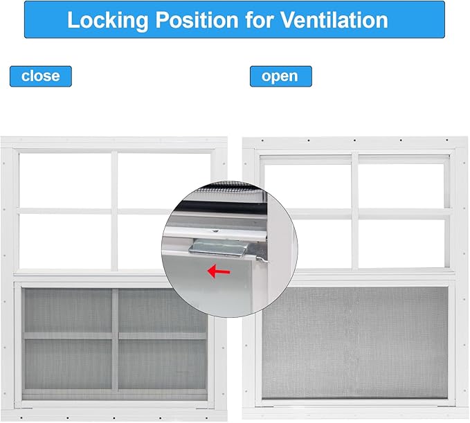 NeatiEase 2 Pack Shed Window, 24" x 36" Flush Mount Window with Tempered Glass and Fiberglass Screen for Shed, Chicken Coop, Playhouse, Household, Garage