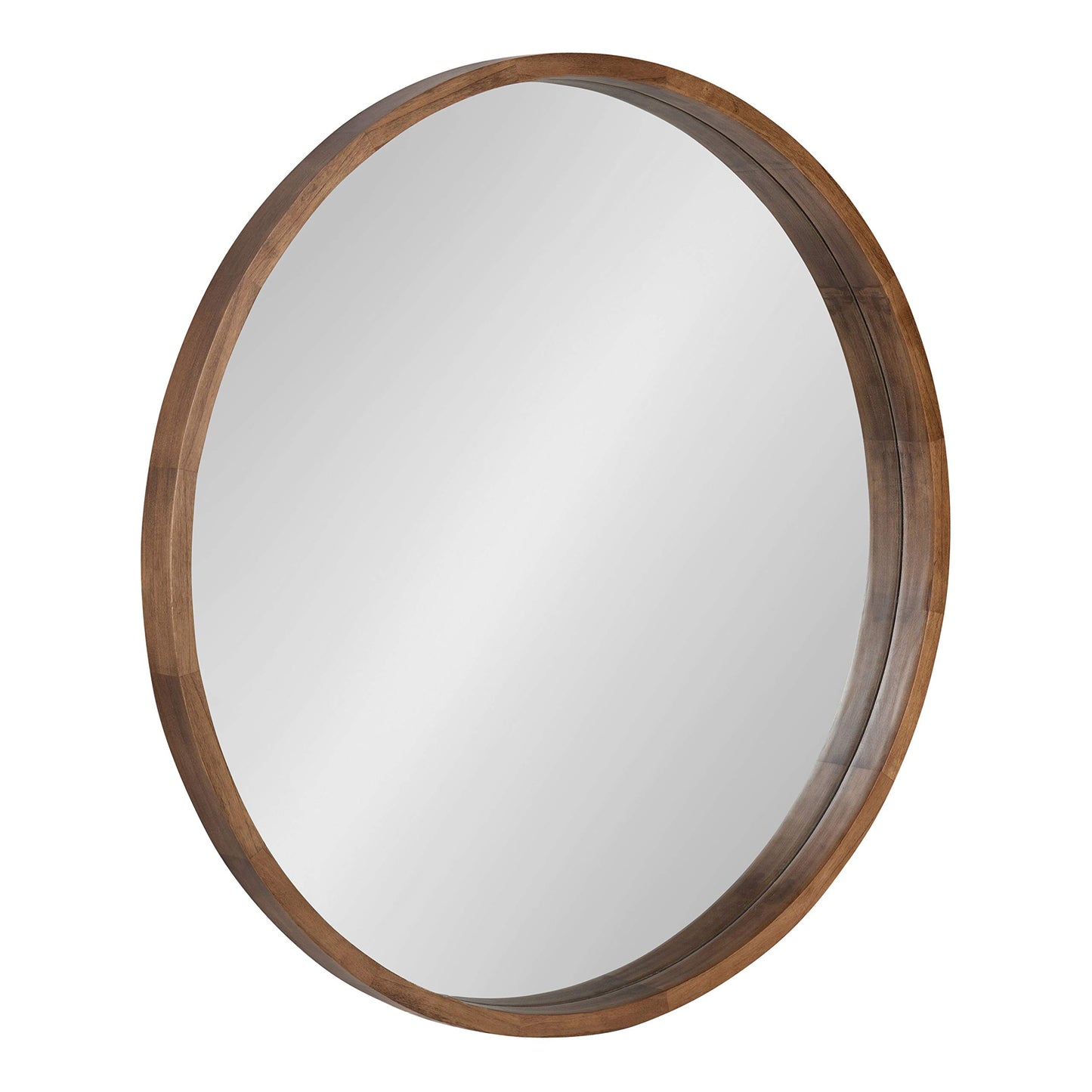 Kate and Laurel Hutton Round Wood Framed Wall Mirror, 36" Diameter, Natural Rustic Brown, Geometric Home Decor