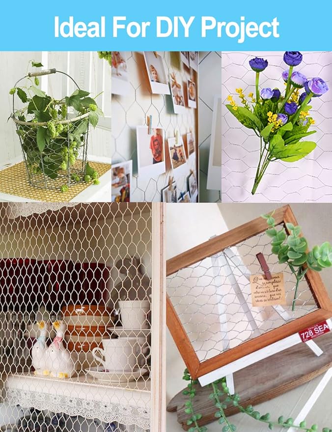 TOYPOPOR Chicken Wire 16'' x 600''(40cm x 15m), Outdoor Anti-Rust Hexagonal Galvanized Chicken Wire Mesh Fencing to Protect Gardening Plants Vegetables Flowers Fruits From Dogs Rabbits Squirrels, 49ft