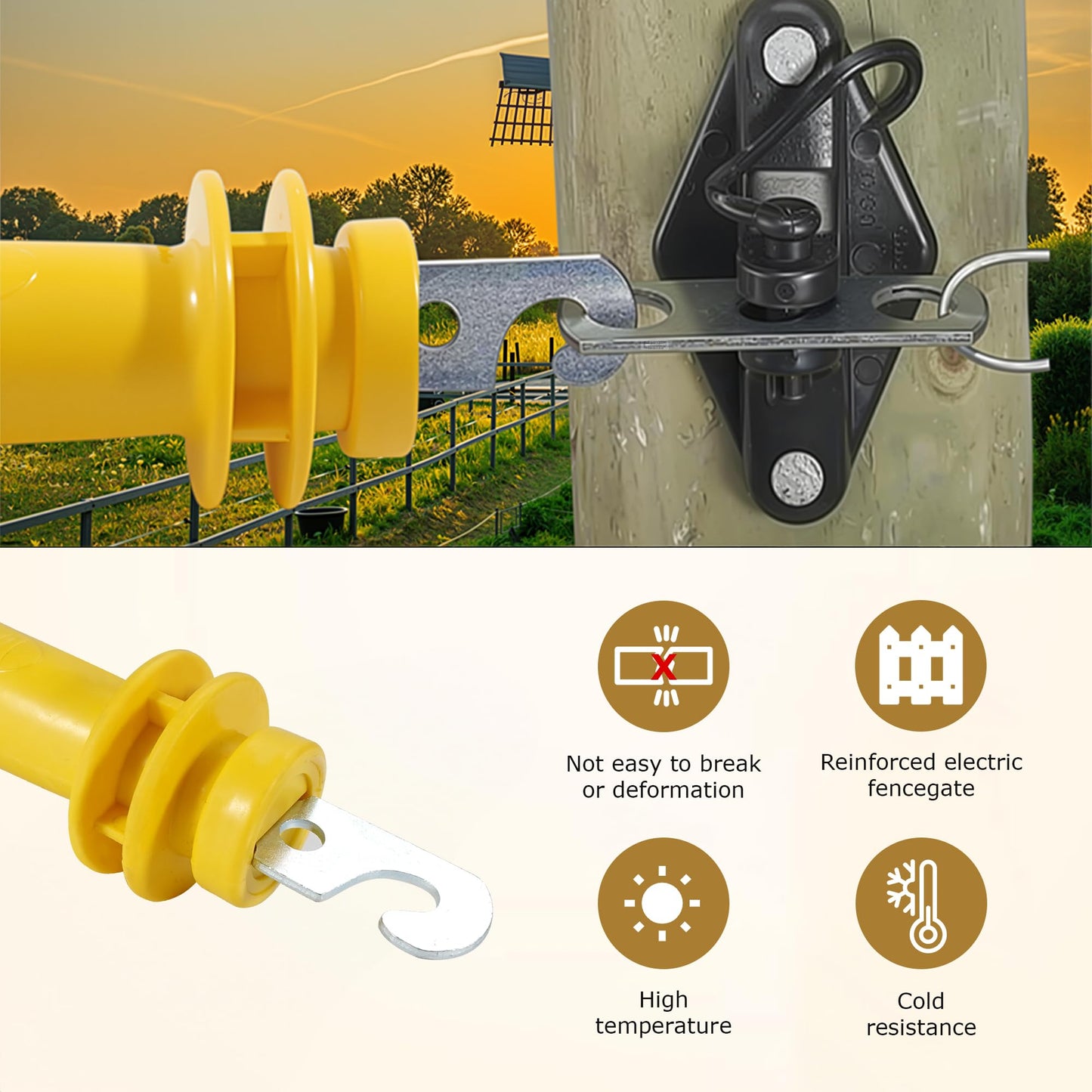 Electric Fence Wire Kit - 1640 Feet 500 Meters Electric Fence Polywire, 50 PCS T-Post Insulators, 4 PCS Robber Electric Fence Gate Handle Insulators, 20 PCS M4 Poly Rope Connectors