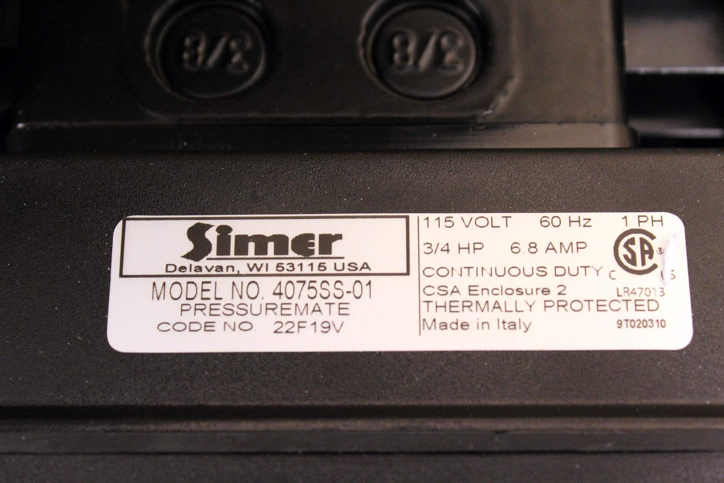 Simer 4075SS-01 3/4 HP Pressure Booster Pump