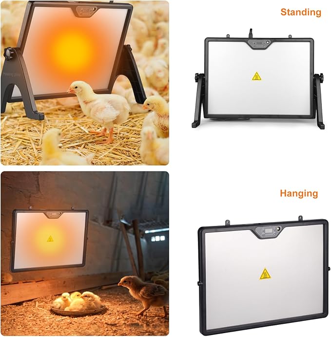 Chicken Coop Heater, 180W Chick Brooder Heating Plate, 17"x13" Double-Sided Brooder Heater Plate for Chicks Ducks and Birds, Adjustable Temperature & Angle, Perfect Chicken Coop Accessories