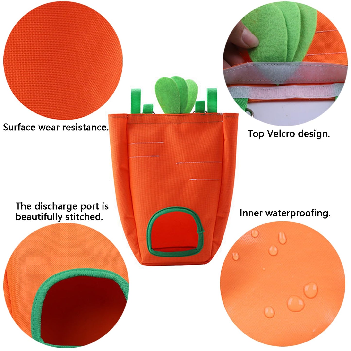 GKYZBB Rabbit Hay Feeder Bag for Cage Guinea Pig Timothy Hay Dispenser Storage Manger Hanging Large Less Waste for Bunny (Carrot)