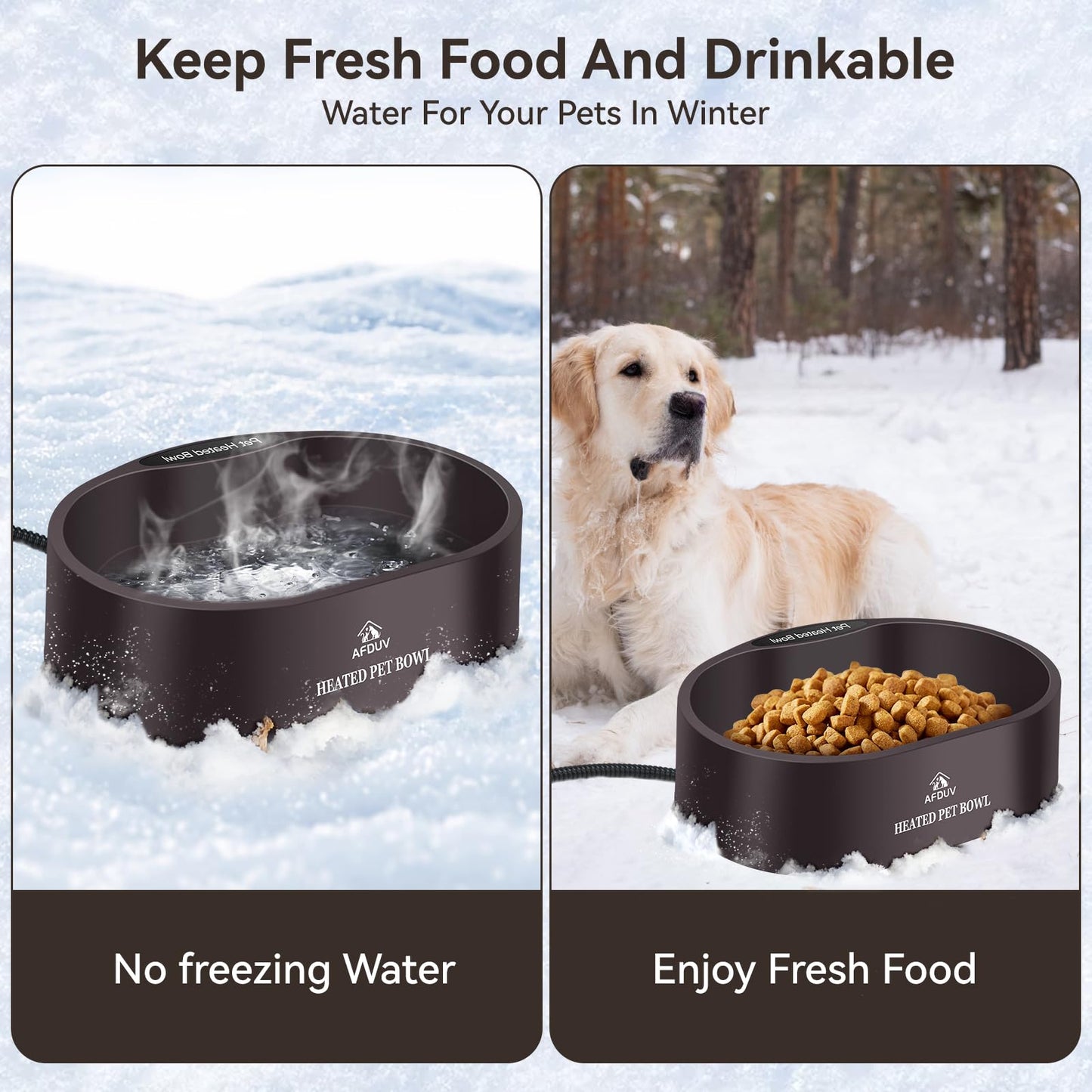Heated Water Bowl for Outdoor Dogs Cats, 3.7L Thermostatic Heated Pet Bowl for Outside Dog Cat Chickens Duck Birds Waterer in Winter, Automatic Heated Dog Bowl Outdoor with Anti Chew Cord