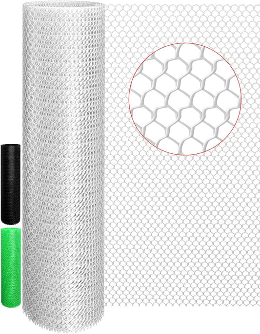 TOYPOPOR 16In x 15Ft Plastic Chicken Wire Fence Mesh, Hexagonal Fencing Wire for Gardening, Poultry Fencing, Chicken Wire Frame for Crafts, Floral Netting
