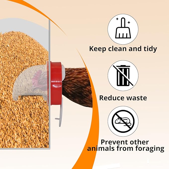 Automatic Poultry Chicken Feeder No Waste Metal Large Capacity 88 lbs Feeders for Chickens Ducks, Geese Bantams Pheasants Coop Weatherproof (8-Port)