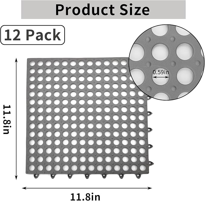 BNOSDM Rabbit Feet Pad 12 Pcs Rabbit Cage Mat Floor Plastic Bunny Resting Mat with Hole for Guinea Pig Chinchilla Ferret Small Animal (Gray)