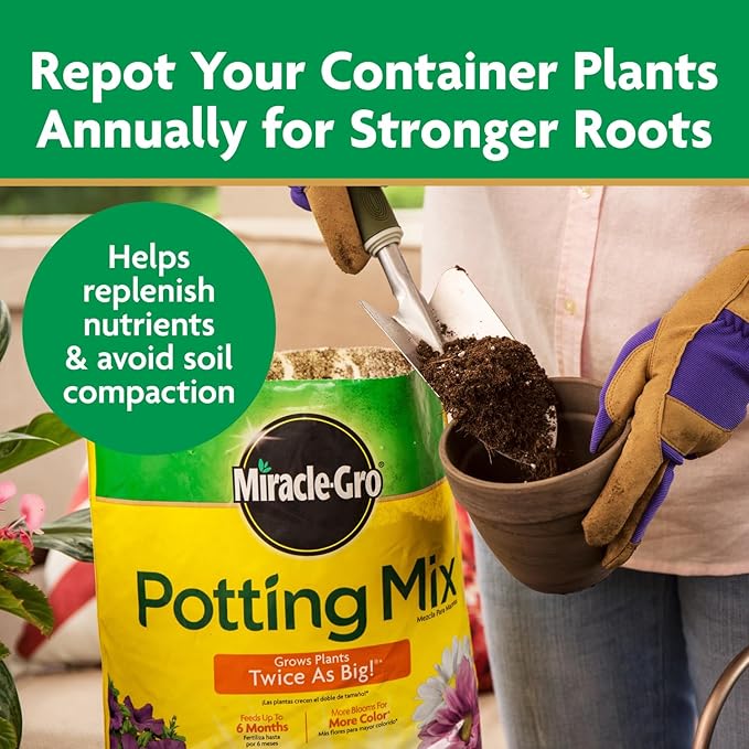 Miracle-Gro Potting Mix, For Container Plants, Flowers, Vegetables, Shrubs, Annuals, Perennials, Feeds up to 6 Months, 2 cu. ft., 2-Pack