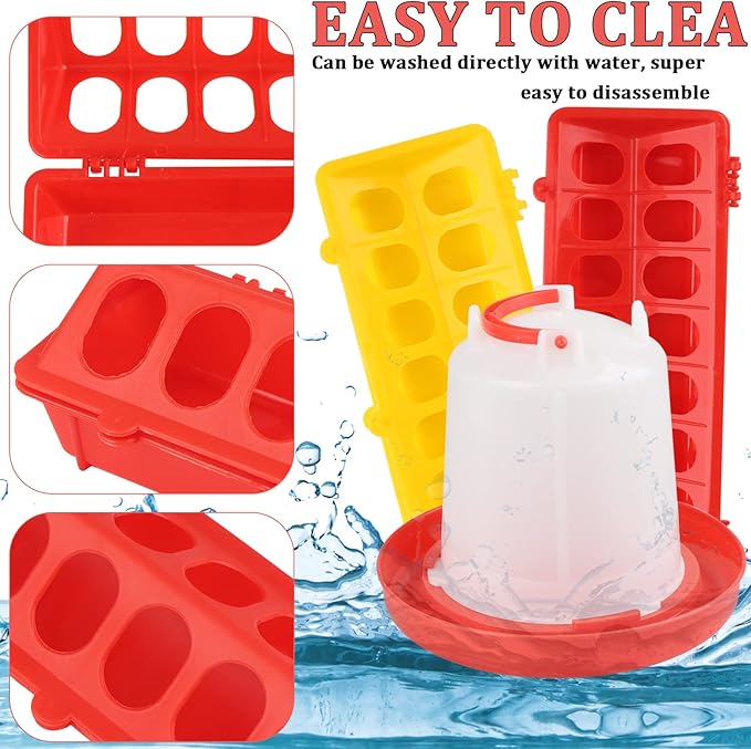 6 Pack Chick Feeder Waterer Hanging Poultry Feeder Kit for Pigeon, Chick, Duckling, Quail (1 L)