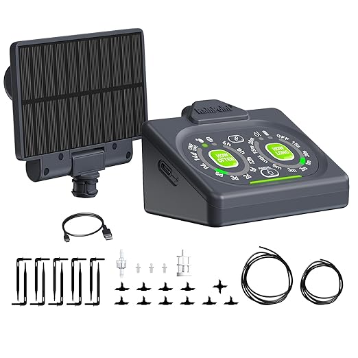 RAINPOINT Programmable Drip Irrigation System for Indoor Houseplant Up to 15 Plants, Compact Dual-Powered Vacation Automatic Plant Waterer Self Watering Device While Away Low Water Auto Shut-Off