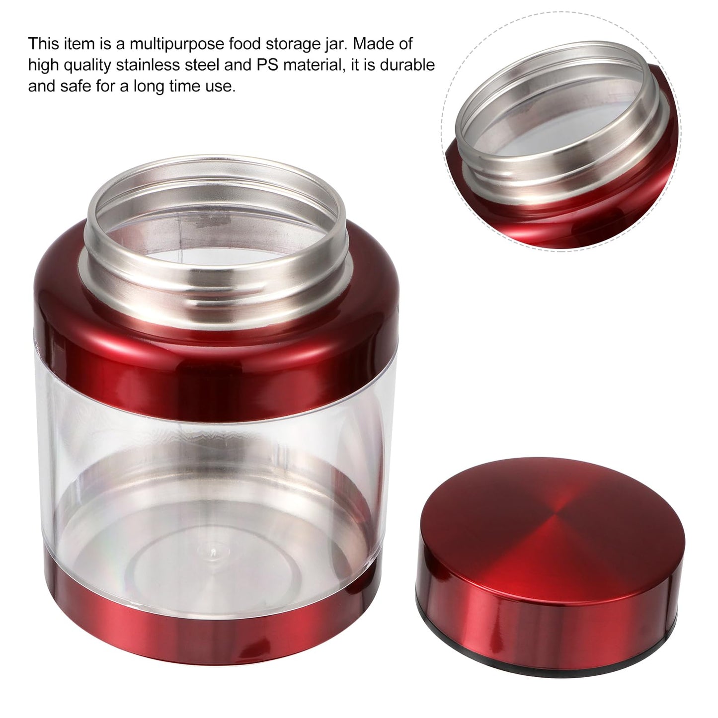 PRETYZOOM 2pcs Red Candy Jar Food Canisters Airtight Metal Kitchen Container Airtight Coffee Container Snacks Jar Coffee Bean Canister Sugar Jar Cereal Can Storage