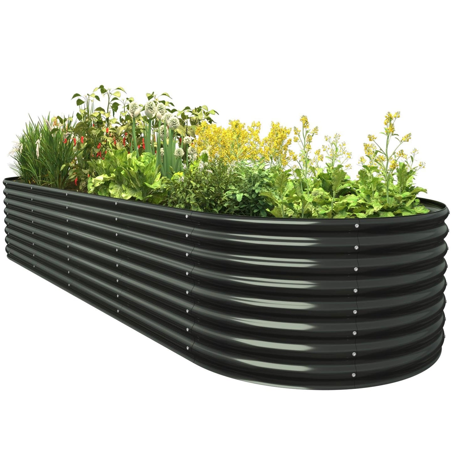 FRIZIONE 12FT(L)×4FT(W)×2FT(H) Galvanized Raised Garden Bed Outdoor, Metal Raised Garden Beds for Flower, Raised Planter Box Outdoor for Herb, Vegetable-Gray