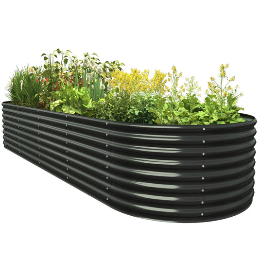 FRIZIONE 12FT(L)×4FT(W)×2FT(H) Galvanized Raised Garden Bed Outdoor, Metal Raised Garden Beds for Flower, Raised Planter Box Outdoor for Herb, Vegetable-Gray