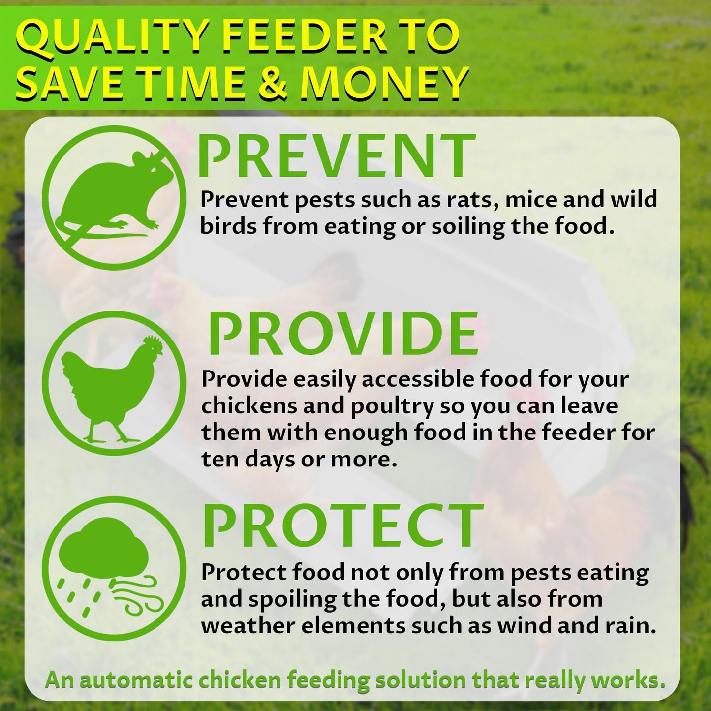Automatic Chicken Feeder Treadle, Large Poultry Feeders No Waste Stainless Steel Rat Proof, Chicken Feeder Trough with Weatherproof Lid Treadle Self-Opening for Duck Fowl