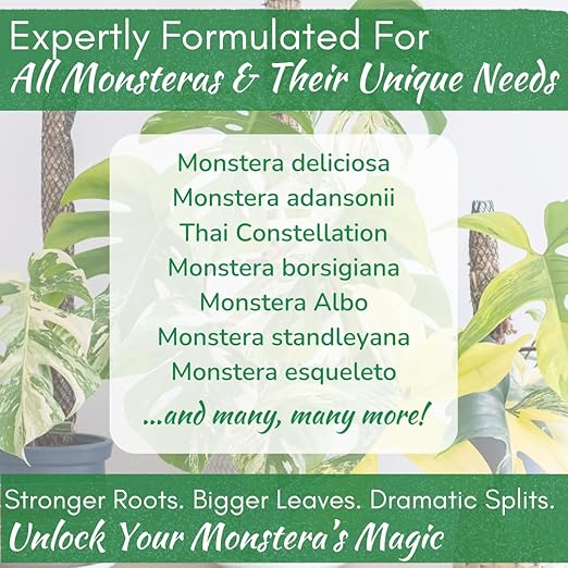 Monstera Plant Food - Premium Nutrient Rich Liquid Fertilizer (5-2-3 NPK) for Monstera Deliciosa & Other Tropical Plants | Supports Strong Roots & Large, Lush Leaves | Safe, Gentle, Easy-to-Use | 8 oz