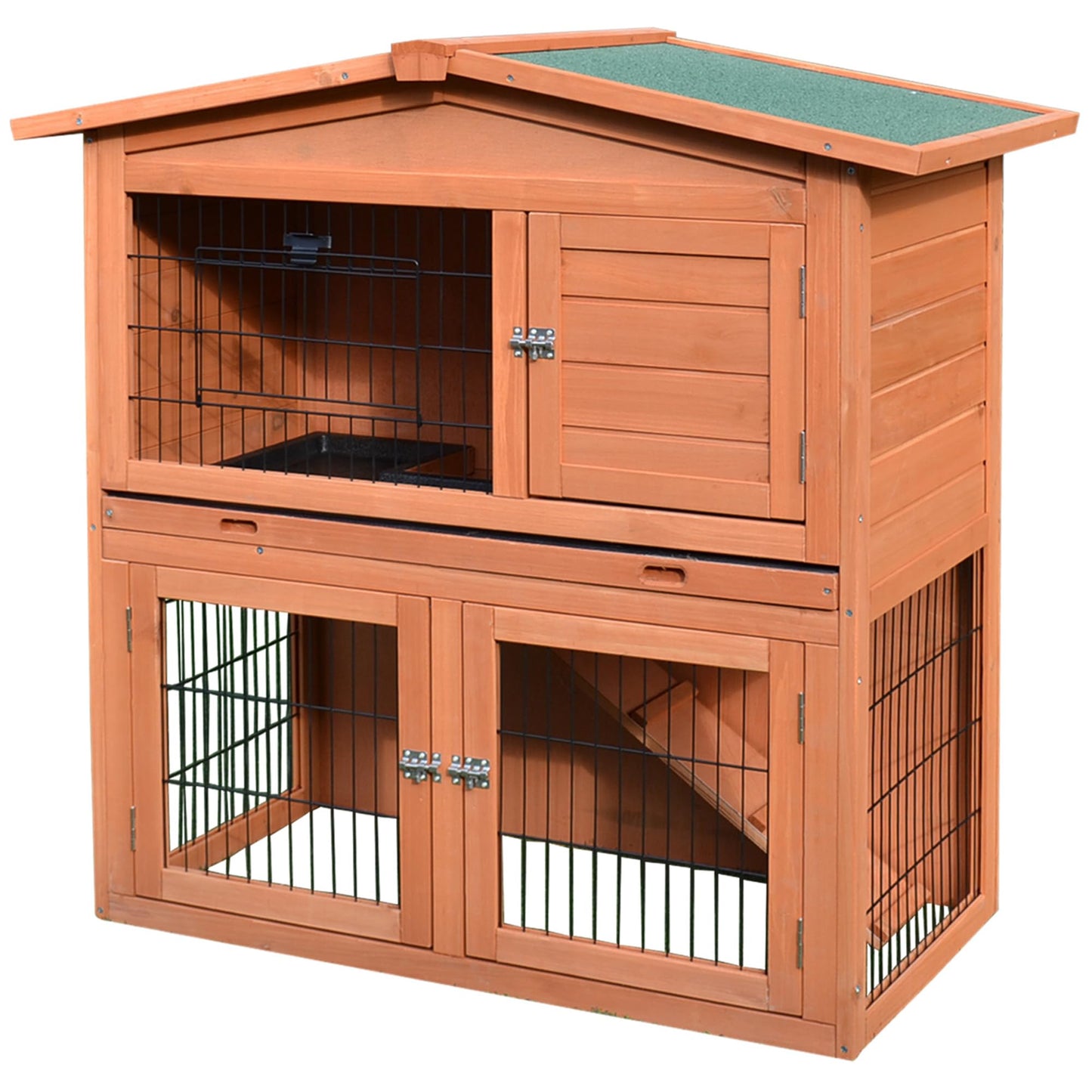 Pawhut 40" Wooden Rabbit Hutch Small Animal House Pet Cage