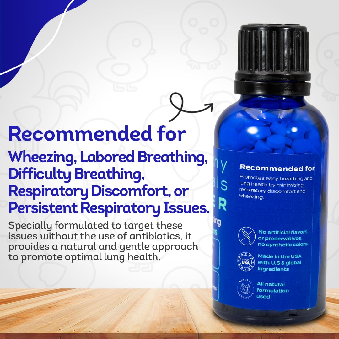 HA4E - Chicken Respiratory Support Supplement - Effective Breathing Aid for Chickens - Highly Effective Homeopathic Formula - 300 Tablets