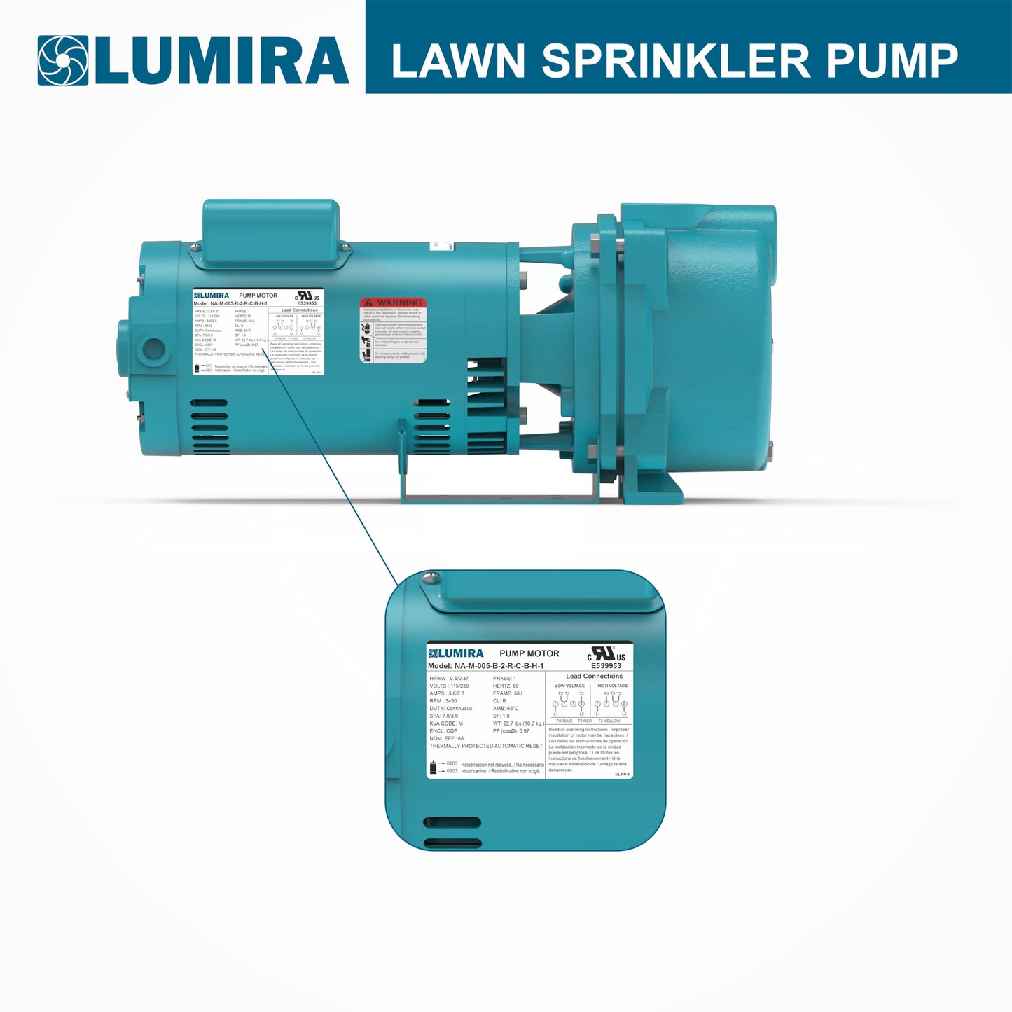 LUMIRA 2 HP, 83 GPM, Lawn/Irrigation Sprinkler Pump, Cast Iron, 230V Single Phase