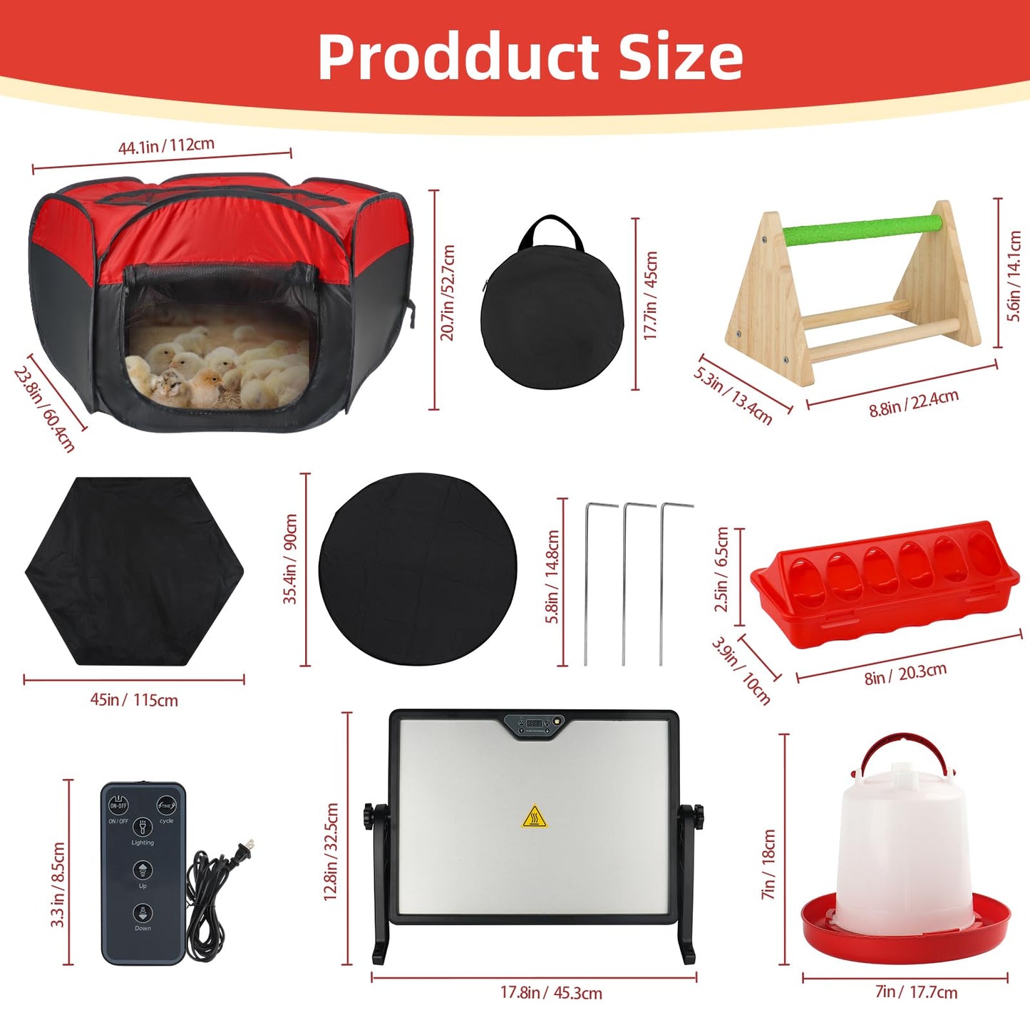 Hydralis Chicken Brooder Box for Chick Starter Kit, 12.8 * 17.8 inch Large Brooder Heating Plate, Brooding Up to 30 Baby Chicks, Chicks Feeder＆Waterer, Nesting Pad, Perch, All-in-1 Chicken Brooder Set