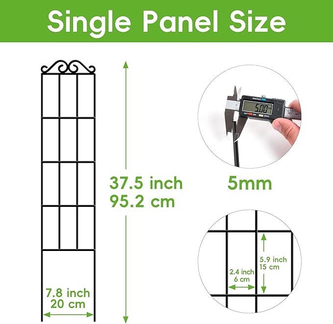 ARIFARO 37.5'' Metal Garden Trellis for Climbing Plants,(Pack of 4) Indoor/Outdoor Sturdy Plant Trellis for Potted Plants,House Plants, Climbing Vines, Black