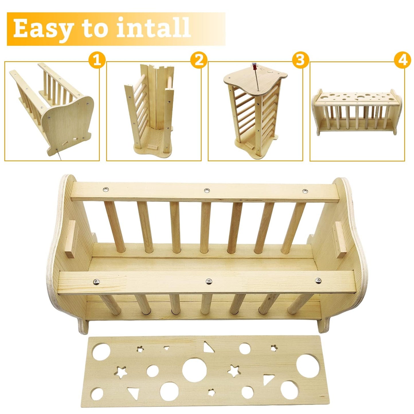 Hamiledyi Rabbit Hay Feeder Bunny Hay Holder Guinea Pig Hay Feeder Bunny Hay Manger Wooden Hay Rack Hay Dispenser Small Animal Hay Feeder Cage Accessories for Bunny Chinchilla Guinea Pigs
