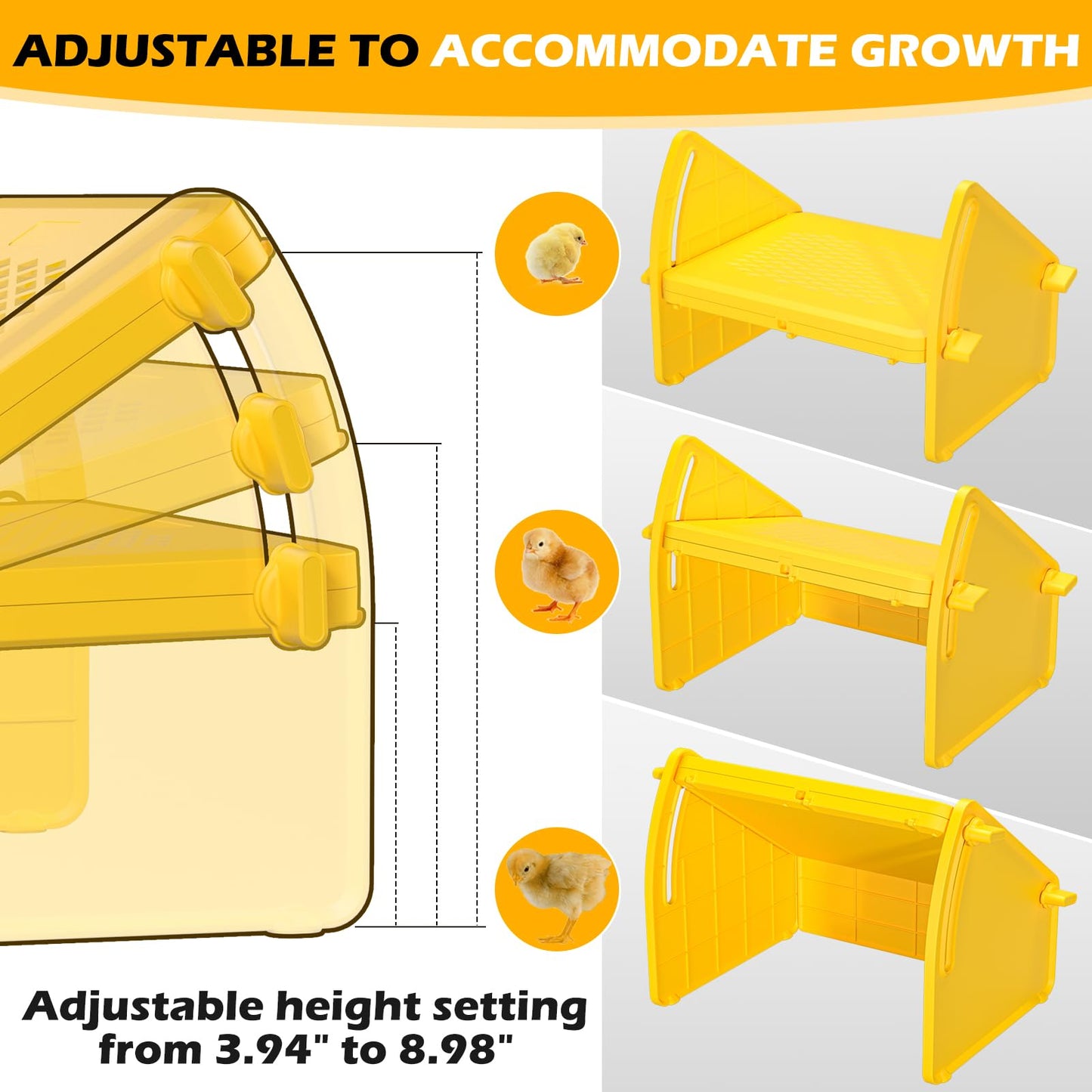 Heating Brooder Plate for Chicks Ducklings, Adjustable Brooder House for Keeping Poultry Warm(Yellow, M)