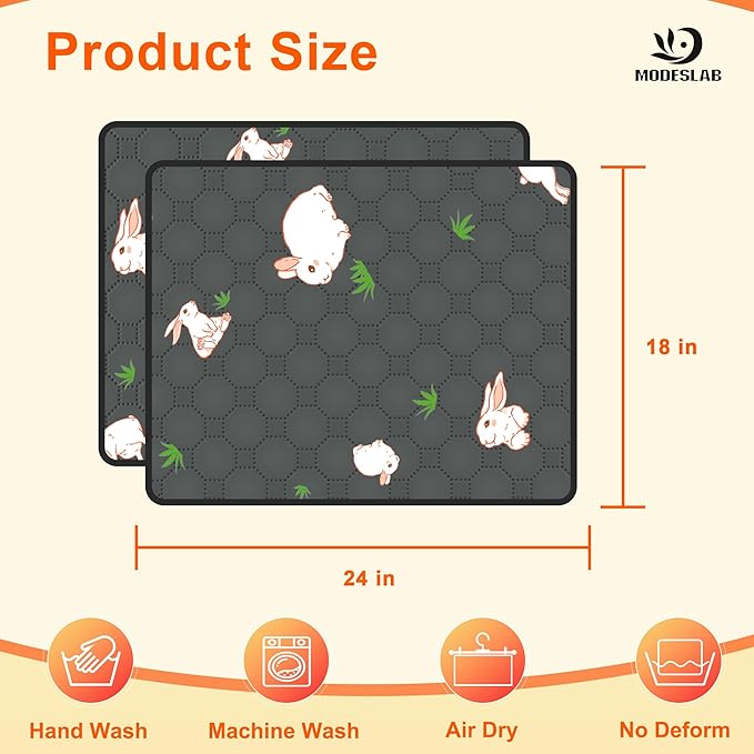 4-Pack Guinea Pig Cage Liner, 18in x 24in Fast Absorption Washable Bedding Pee Pads for Dogs Puppy Rabbit Small Animal Cage Mat, Leakproof & Non-Slip