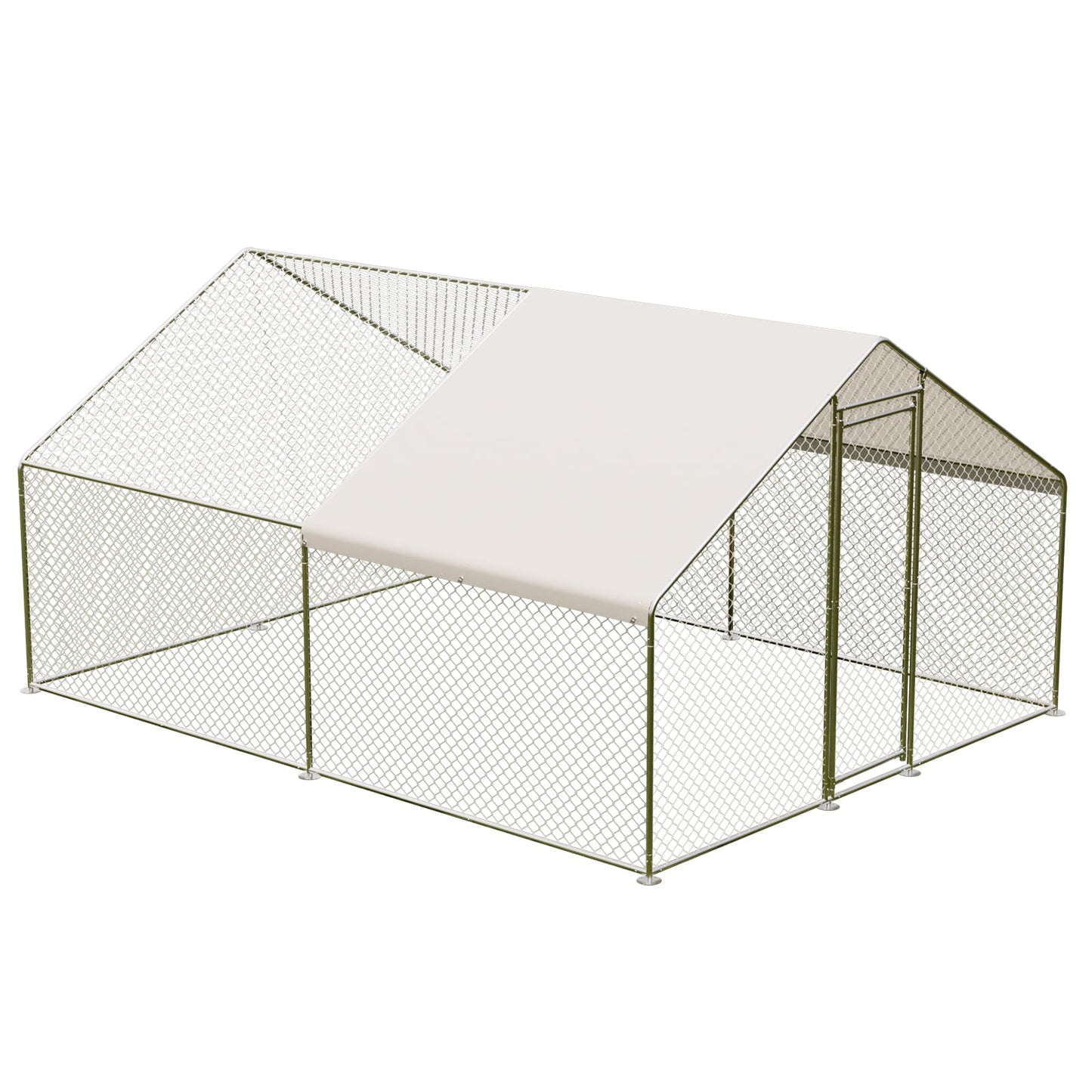 Large Metal Chicken Coop, Large Chicken Run, Walk-in Poultry Cage with Waterproof and Anti-Ultraviolet Cover for Outdoor Yard Farm Use (9.8' L x 13.1' W x 6.6' H)