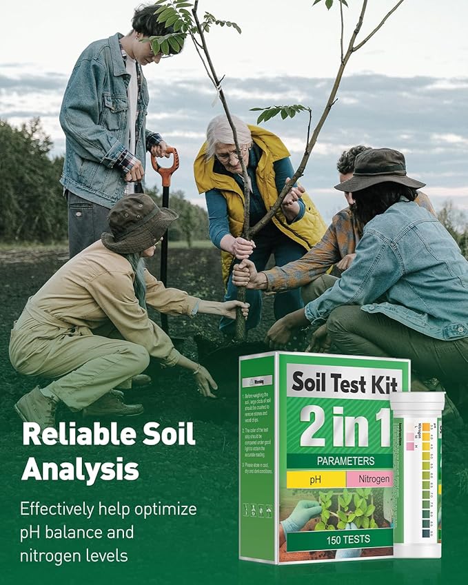 Pawfly 2 in 1 Soil Test Kit for pH & Nitrogen, 150 Strips Soil pH Test Kit, Soil pH Test Strips (3.5-9 Range), Soil Testing Kit for Lawn Garden Indoor & Outdoor Plants