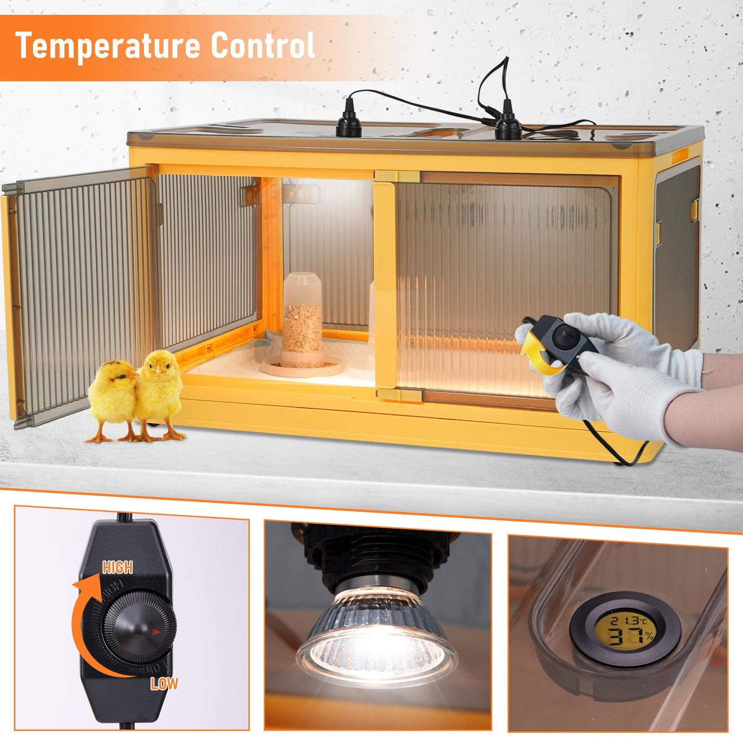 PKNYBZH Chick Brooder Box for Chicks with Feeder and Waterer, Chicken Brooder Heater Warms up to 30 Chicks, Poultry Breeding Box Suitable for Chick Duckling Parrot Lizard (28" L x 19" W x 15" H)