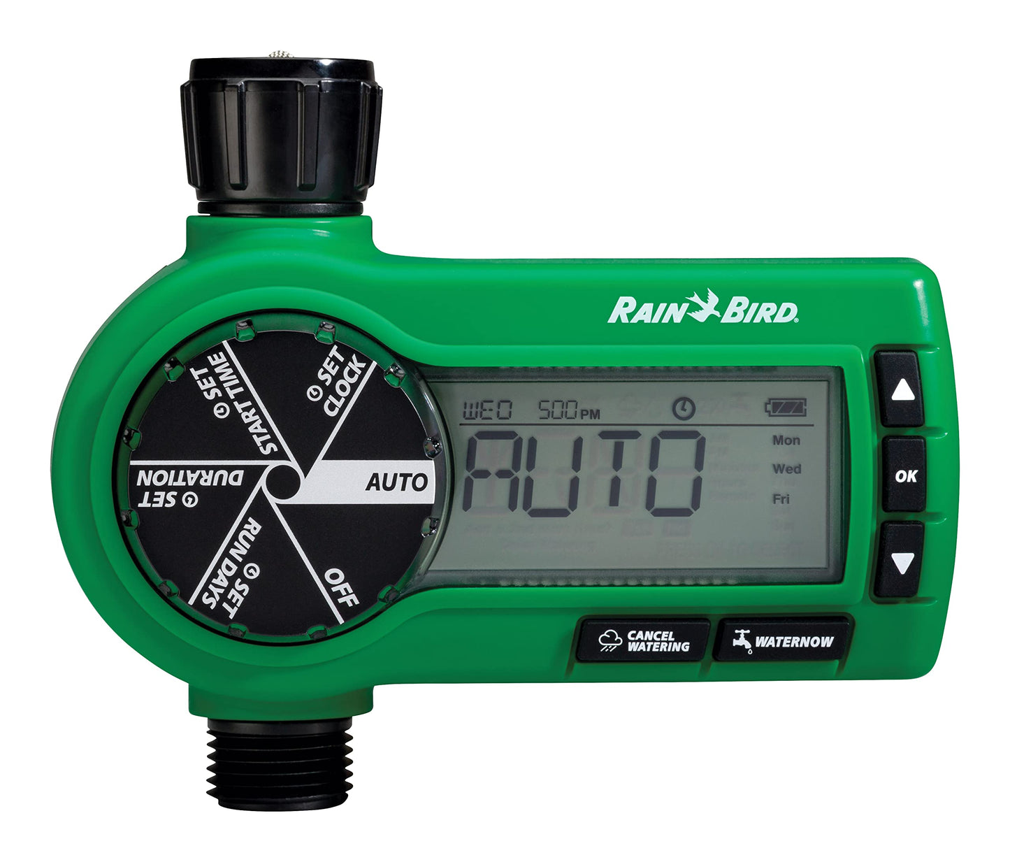 Rain Bird 32HE In-Ground Pro Rotor Pop-up Sprinkler System Kit with 4 32SA Geared Rotary Sprinklers and Electronic Digital Hose End Timer Controller