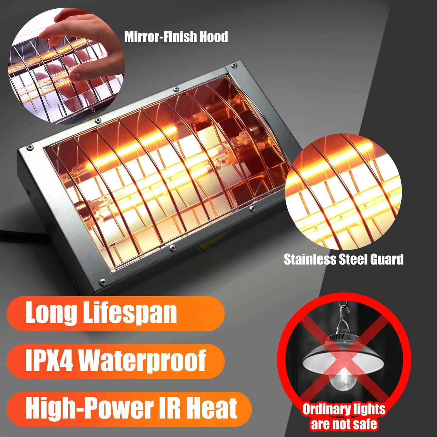 FRYPLS Chicken Coop Heat Lamp,400W High-Power Adjustable Chicks House Brooder Heater Warmer Lamp for Supplies Livestock,Heats Faster,Stays Hotter Longer (L9xW6xH2 inch)