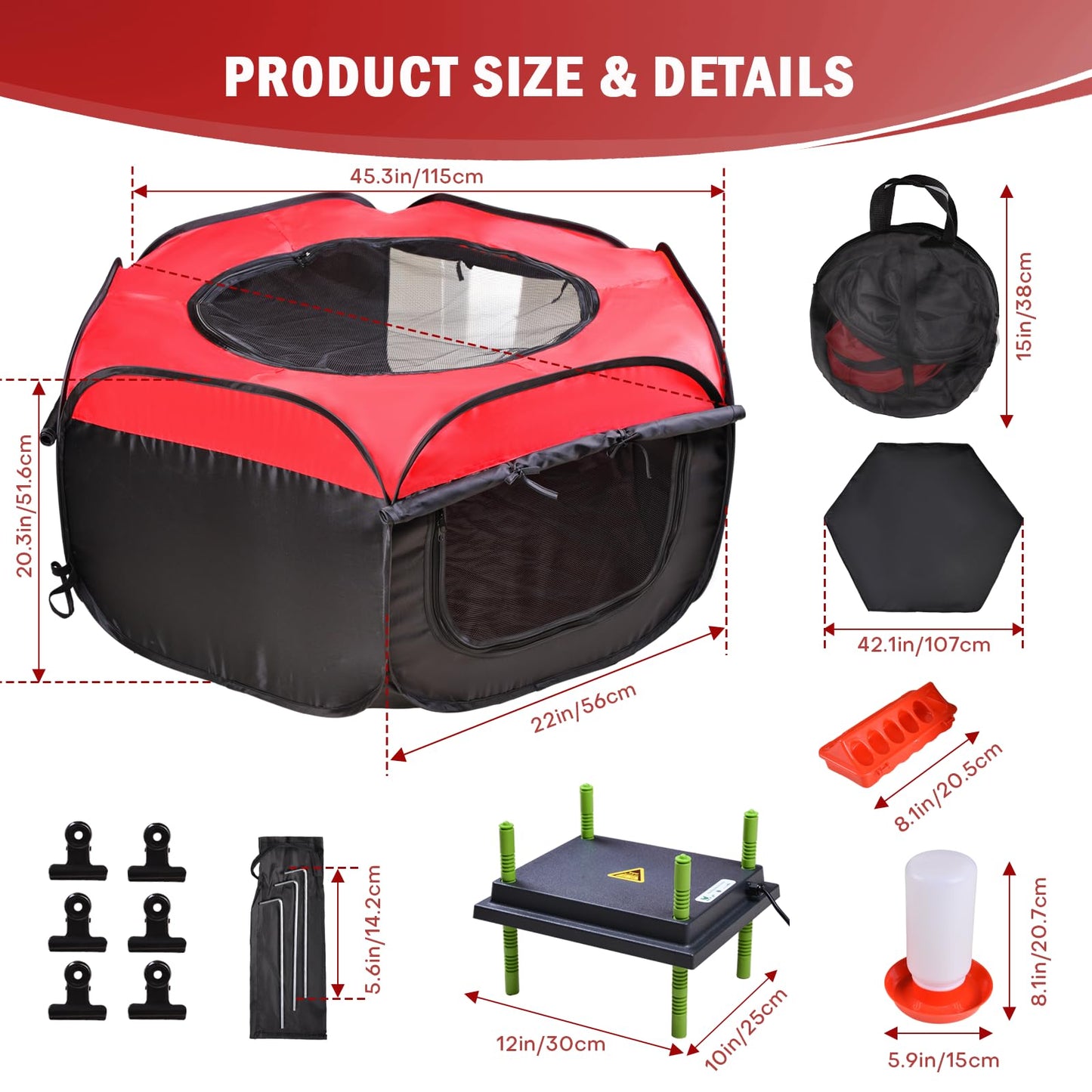 Tetuga Chicken Brooder Box for Chick Starter Kit - 10 * 12inch Brooder Heating Plate Chick Brooder Pen/Baby Chicken Brooder Box 4-in-1 Bundles with Chicken Feeder, Waterer (Brooder Set)