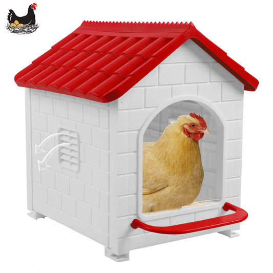Chicken Nesting Box, 100% Waterproof Hens Nesting Box for Laying Eggs for Hens, Ducks and Poultry, Large Signle Compartment Chicken Nesting Boxs Indoor & Outdoor (Red)